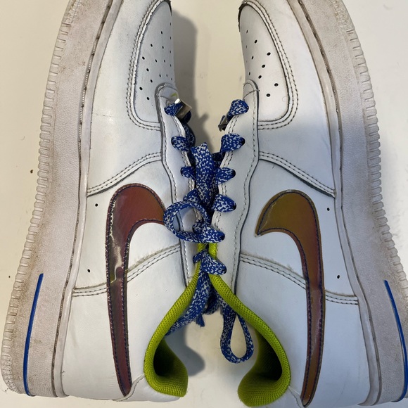 Nike Big Kid's Air Force 1 LV8 White/Multi-Color-Medium Blue (DQ7767 100) - Picture 3 of 13